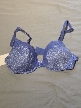 Maidenform Purple Lace-Trim Printed Underwire Bra